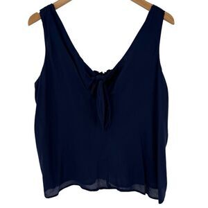 Anthropologie Maeve Verena Tie Front Sleeveless Top Modal‎ Women Large Blue Soft